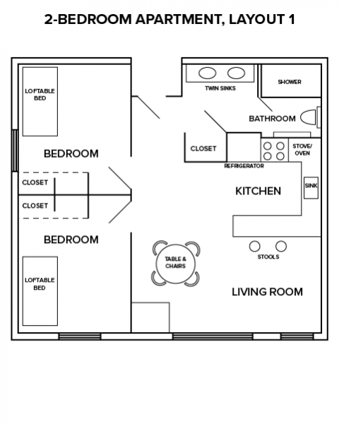 2-Bedroom Apartment, Layout 1
