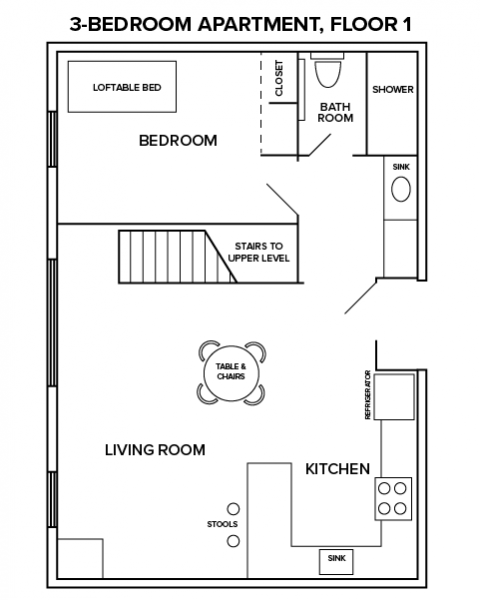 3-Bedroom Apartment, Floor 1